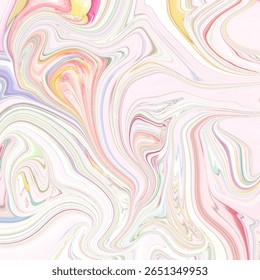 Espiral pastel sonhador em rosas macias, amarelos e roxas. Fluxo abstrato suave ideal para planos de fundo femininos, calmantes ou com temática de fantasia e design.