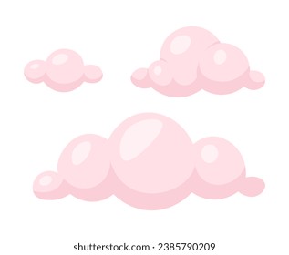 Dreamy pink clouds 2D cartoon object. Dreams cumulus isolated vector item white background. Day dreaming. Fairytale magical puffy shapes. Paradise romantic cloudscape color flat spot illustration