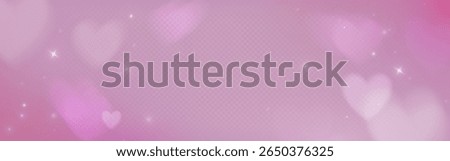 Dreamy pink heart filter background with sparkling stars and soft bokeh lights. Romantic gradient texture with floating symbols and glowing particles for valentine cards or love themed designs.