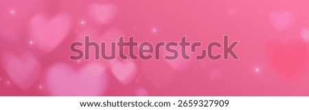 Dreamy pink heart filter background with sparkling stars and soft bokeh lights. Romantic gradient texture with floating symbols and glowing particles for valentine cards or love themed designs.