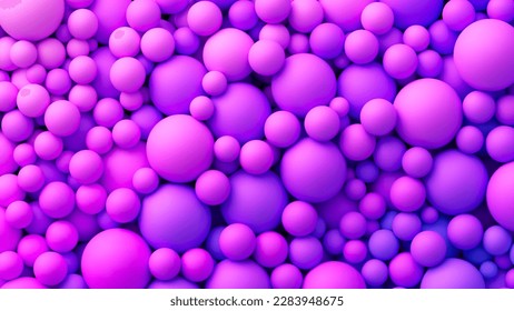 Dreamy pink purple vibrant neon gradient random soft balls background. Colorful neon balls in different sizes. Vector background