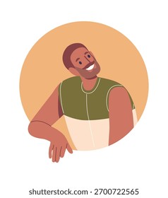 Soñador hombre positivo mirando hacia arriba