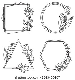 Dreamy and Romantic Vintage Decorative Floral Frames Vector Set Packs
