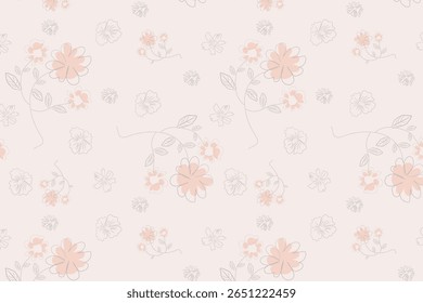 Um padrão perfeito e sonhador de flores suaves minimalistas em tons terrosos, flutuando suavemente em um fundo sereno e arejado para um design calmante e elegante.


