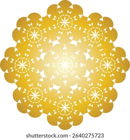 Dreamy simple golden gradient wallpaper with mandala pattern. Vector background for yoga and meditation.	