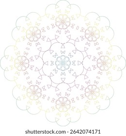 Dreamy simple light rainbow gradient outline wallpaper with mandala pattern. Vector background for yoga and meditation.	