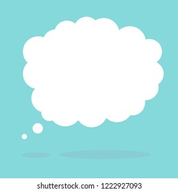 Dreamy speech bubble comic style illustration. Vector object graphic design resources. Thikning bubble on a soft blue background. Perfect as a banner or part of an illustration.