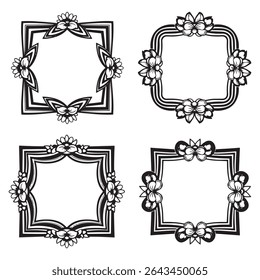 Dreamy and Sweet Vintage Decorative Floral Border Vector Collection
