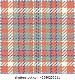 Padrão de tecido de tartan, acolhedor vetor têxtil. Herringbone plaid fundo textura sem emenda na paleta de cores vermelho e pastel.