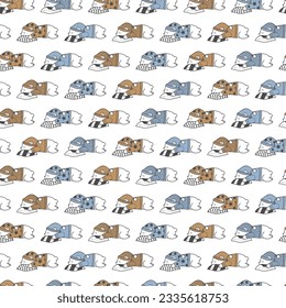 Dreamy Teddy Bear Slumber Party Vector Seamless Pattern can be use for background and apparel design