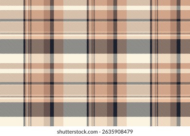 Dreamy texture fabric tartan, 1970s seamless vector textile. Folded pattern plaid check background in orange and cornsilk colors palette.