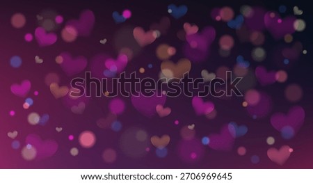 Dreamy Valentine bokeh with soft glowing hearts in pink, purple and pastel tones – perfect romantic overlay