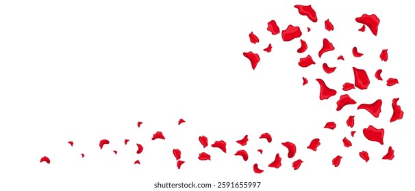 A dreamy vector illustration of falling rose petals, symbolizing romance and sophistication, ideal for weddings, Valentine s cards, and spa themes.