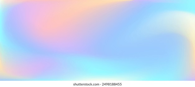 Dreamy vector tech gradient background. Rainbow color futuristic technology blur bg. Horizontal fantasy banner. Fluid unicorn banner. Blue pink twisted hologram backdrop. Colorful holographic texture