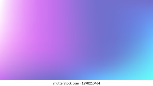 Dreamy Vibrant Blue Purple Gradient Vector Background. Sunrise, Sunset, Color Overlay, Sky, Water Neon Design Element. Trendy Unfocussed Dreamy Holograph Texture. Minimal Paper Tech Digital Gradient