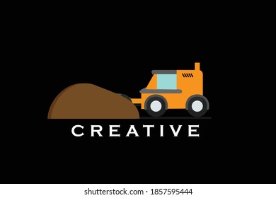 imagen del logotipo del coche de dragado en colores de fondo negro