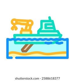 dredger ship transport marine color icon vector. dredger ship transport marine sign. isolated symbol illustration