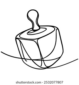 Dreidel desenho de uma linha contínua, Chanucá, vetor Um desenho de linha contínua