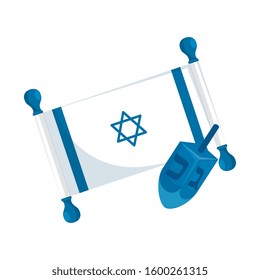 dreidel game with flag israel isolated icon vector illustration design