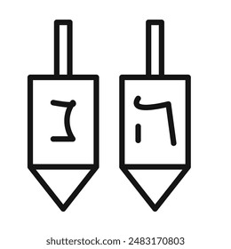 dreidel icon Black line art vector