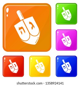 Dreidel icons set collection vector 6 color isolated on white background