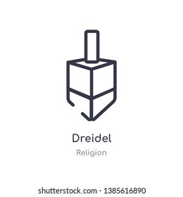 dreidel outline icon. isolated line vector illustration from religion collection. editable thin stroke dreidel icon on white background