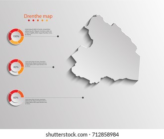 Drenthe map, Netherlands provinces map with infographic background , 3d effect with shadow. 