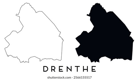 Drenthe map outline and black silhouette vector