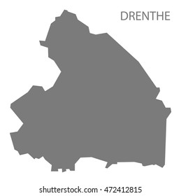 Drenthe Netherlands Map in grey