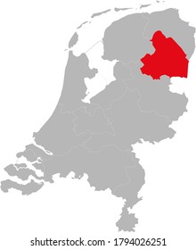 Drenthe province highlighted on netherlands political map. Backgrounds, charts, business concepts.