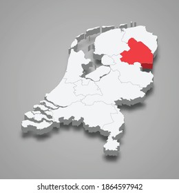 Drenthe province location within Netherlands 3d isometric map