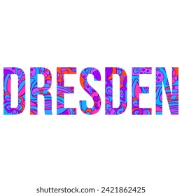 Dresden abstrat city name design. Vector text.