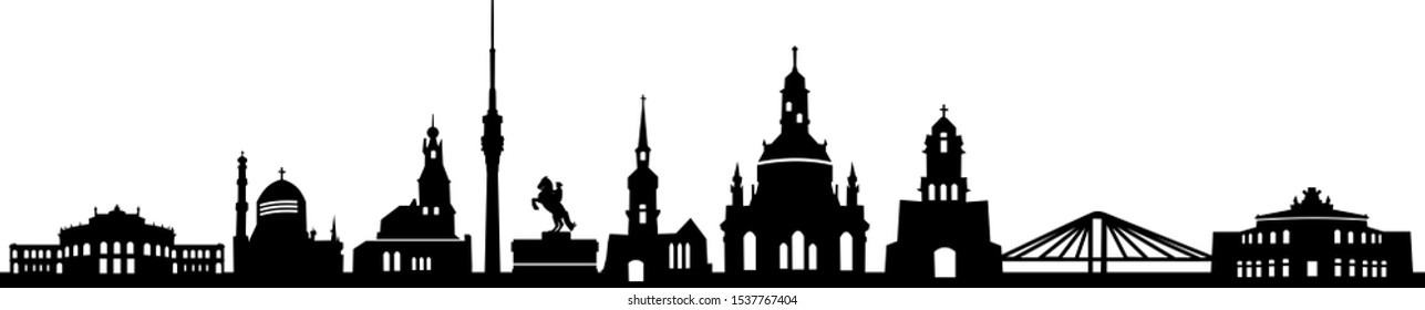 Dresden City Skyline Cityscape Vector