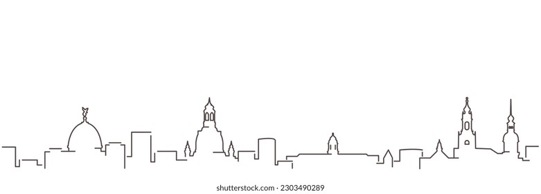 Dresden Dark Line Simple Minimalist Skyline With White Background