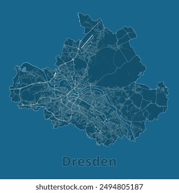 Dresden, Germany artistic blueprint map poster