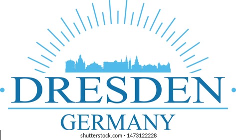Dresden Germany City. Banner Design. City Skyline. Silhouette Vector. Famous Monuments.