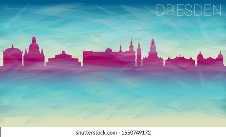 Dresden Germany City Skyline Vector Silhouette. Broken Glass Abstract Geometric Dynamic Textured. Banner Background. Colorful Shape Composition.
