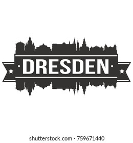 Dresden Germany Europe Skyline Silhouette Design City Vector Art Famous Buildings Stamp