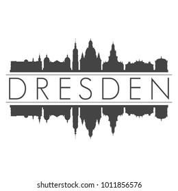 Dresden Germany Europe Skyline Vector Art Mirror Silhouette Emblematic City Buildings