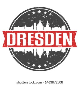 Dresden Germany Round Travel Stamp. Icon Skyline City Design. Seal Tourism Badge Illustration Clipart.