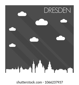 Dresden Germany Skyline City Flat Silhouette Design Background.