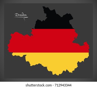 Dresden map with German national flag illustration