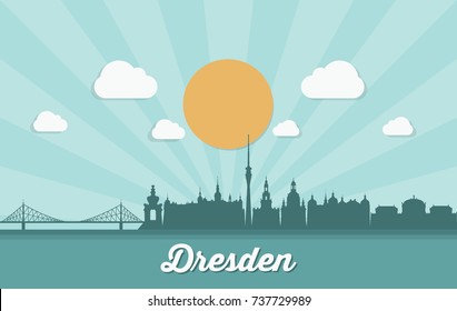 Dresden skyline - Germany - vector illustration