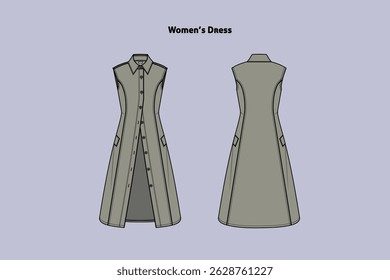 A dress (also known as a frock or a gown) is a one-piece outer garment that is worn on the torso, hangs down over the legs, 