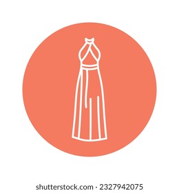 Dress with an American armhole black line icon. Pictogram for web page, mobile app, promo.