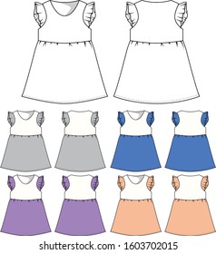 dress for baby girl vector template panttern