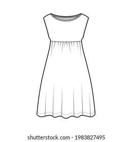 Dress Babydoll Technical Fashion Illustration Sleeveless Stock Vector ...