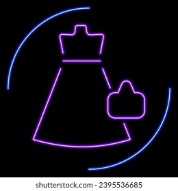 dress bag neon sign, modern glowing banner design, colorful modern design trends on black background. Vector illustration.