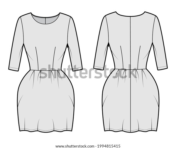 Dress Bell Technical Fashion Illustration Elbow Stock Vector (Royalty ...