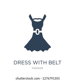 dress with belt icon vector on white background, dress with belt trendy filled icons from Fashion collection, dress with belt vector illustration